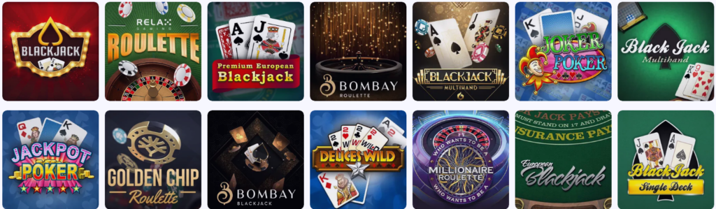 Large choix de jeux de table sur Jackpot Bob Casino